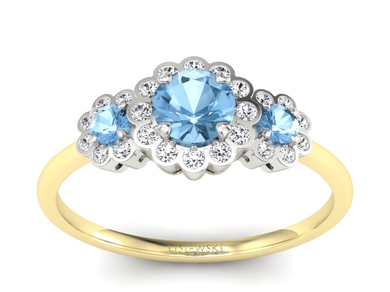 Złoty pierścionek z topazami i brylantami - p16196zba - 1