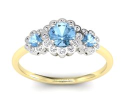 Złoty pierścionek z topazami i brylantami - p16196zba