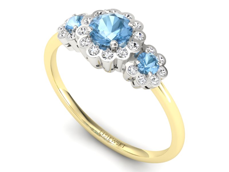 Złoty pierścionek z topazami i brylantami - p16196zba - 3