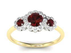 Pierścionek z granatem i brylantami - p16196zbgr