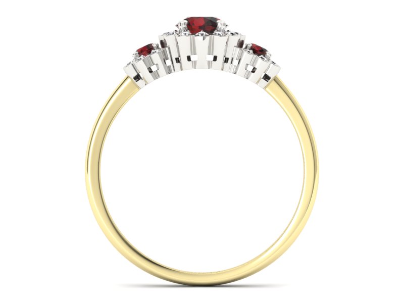 Pierścionek z granatem i brylantami - p16196zbgr - 2