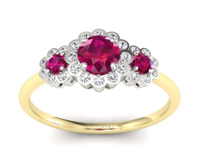 Pierścionek z rubinami i brylantami - p16196zbr - 1