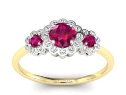 Pierścionek z rubinami i brylantami - p16196zbr