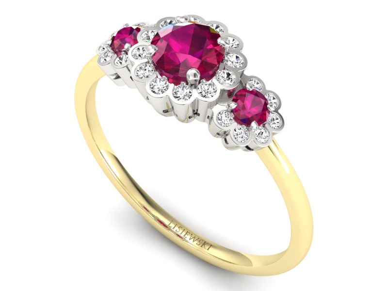 Pierścionek z rubinami i brylantami - p16196zbr - 3