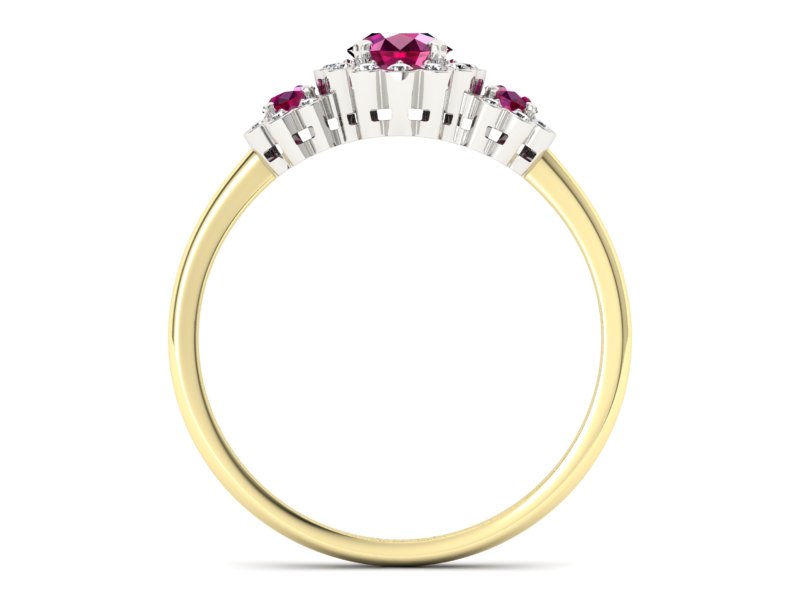 Pierścionek z rubinami i brylantami - p16196zbr - 2