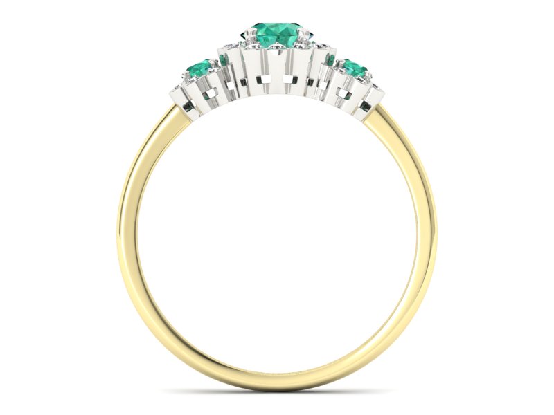 Złoty pierścionek ze szmaragdami i brylantami - p16196zbsm - 2