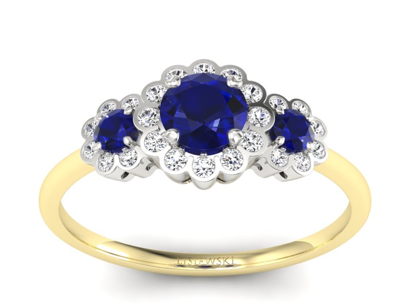 Pierścionek ze spinelami i brylantami - p16196zbsp - 1