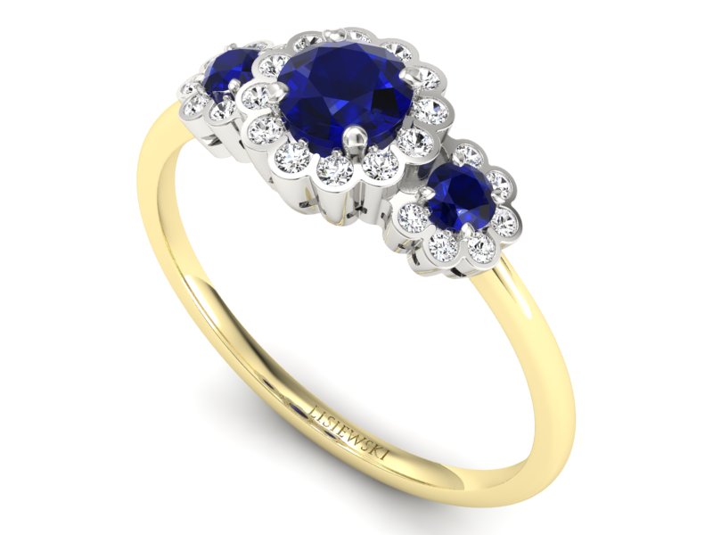 Pierścionek ze spinelami i brylantami - p16196zbsp - 3