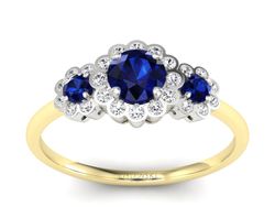 Pierścionek z brylantami i szafirem - p16196zbsz