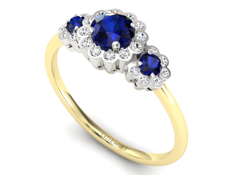 Pierścionek z brylantami i szafirem - p16196zbsz - 3