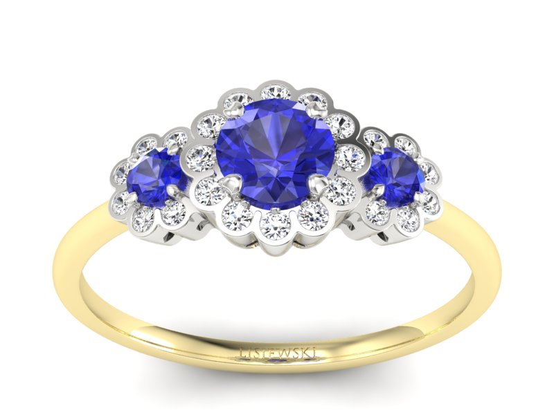 Pierścionek z szafirami brylantami - p16196zbszc - 1