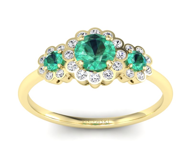 Pierścionek ze szmaragdami i brylantami - p16196zsm - 1