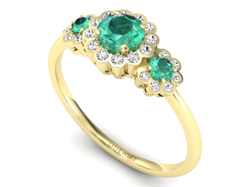 Pierścionek ze szmaragdami i brylantami - p16196zsm - 3