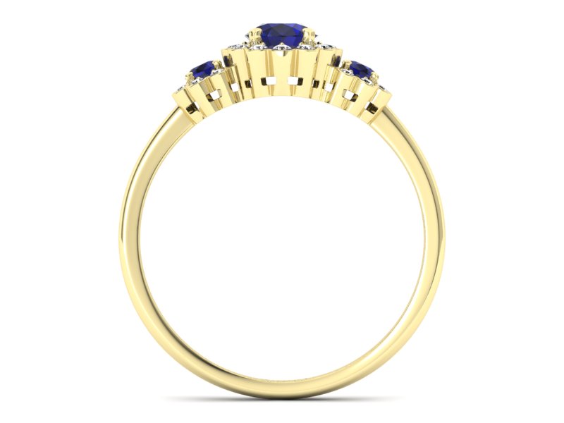 Złoty pierścionek ze spinelami i brylantami - p16196zsp - 2