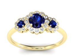 Złoty pierścionek z szafirem i brylantami - p16196zsz