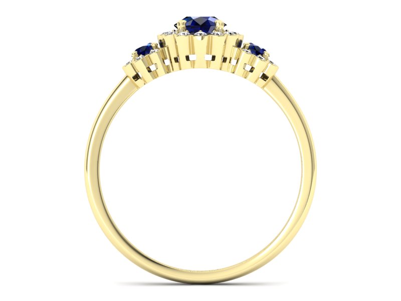 Złoty pierścionek z szafirem i brylantami - p16196zsz - 2