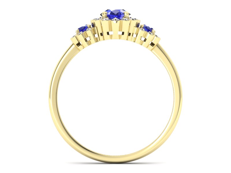 Złoty pierścionek z szafirami i brylantami - p16196zszc - 2
