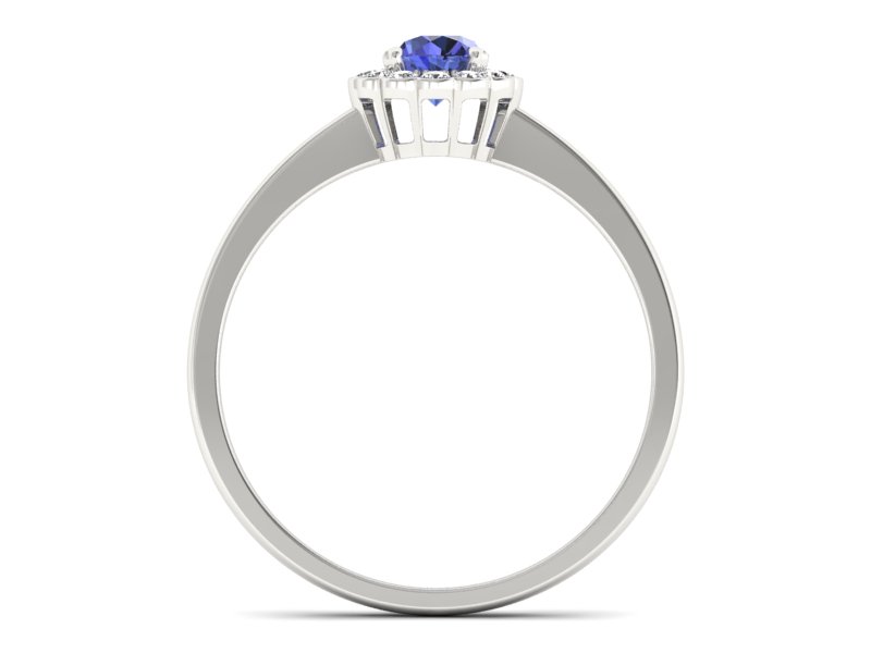 Złoty pierścionek z tanzanitem i diamentami - p16197bt - 2