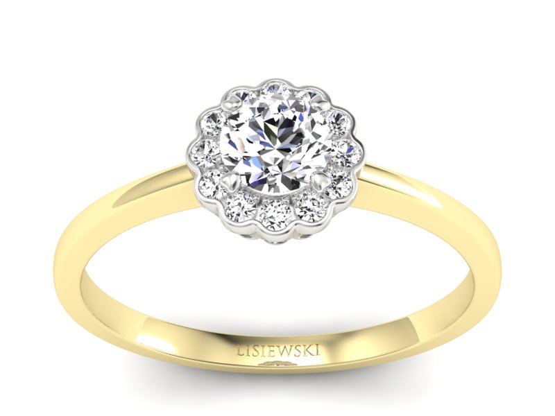 Pierścionek z diamentami żółte i białe złoto 585 - p16197zb - 1