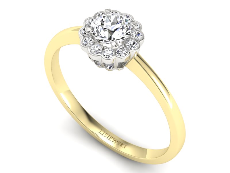 Pierścionek z diamentami żółte i białe złoto 585 - p16197zb - 3