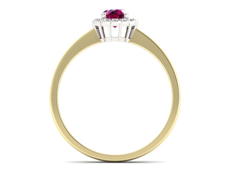 Pierścionek z rubinem i diamentami złoto 585 - p16197zbr - 2