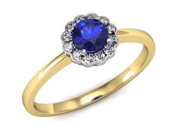 Pierścionek z szafirem i diamentami złoto 585 - p16197zbszc