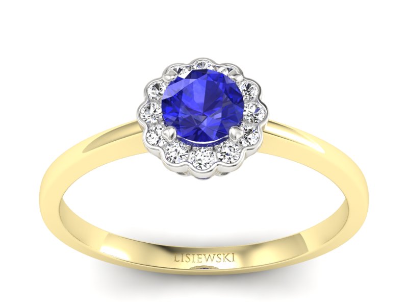 Pierścionek z szafirem i diamentami złoto 585 - p16197zbszc - 1