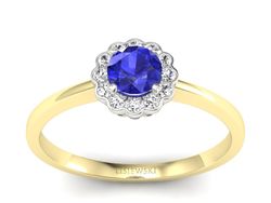 Pierścionek z szafirem i diamentami złoto 585 - p16197zbszc