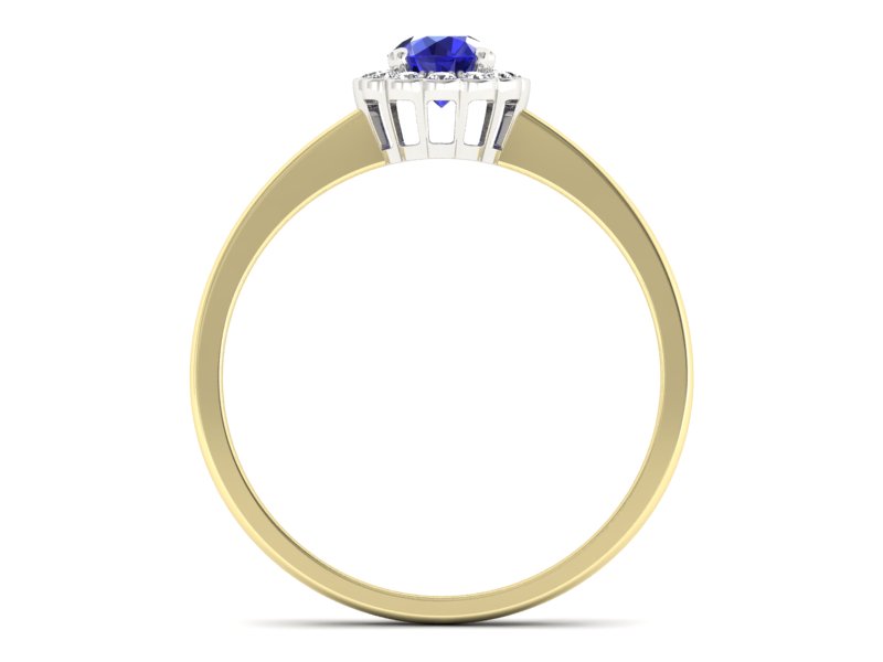 Pierścionek z szafirem i diamentami złoto 585 - p16197zbszc - 2