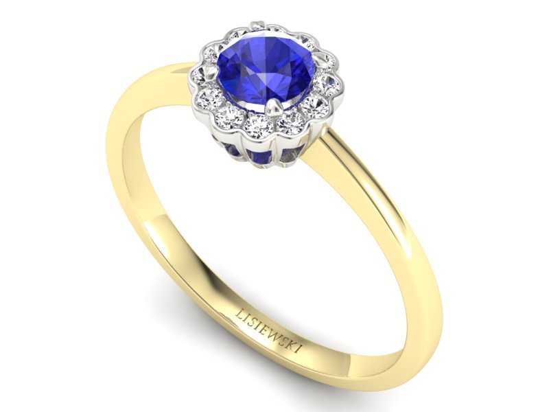 Pierścionek z szafirem i diamentami złoto 585 - p16197zbszc - 3