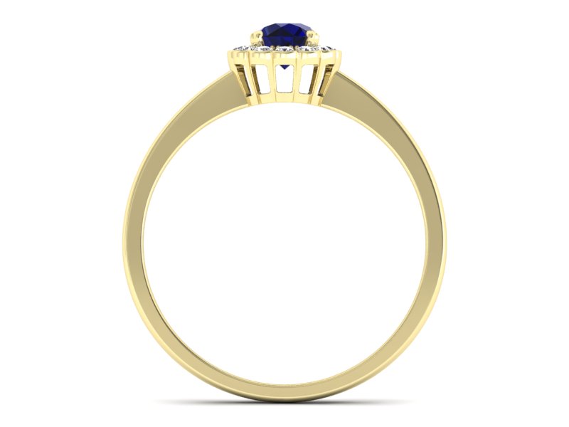 Pierścionek ze spinelem i diamentami żółte złoto - p16197zsp - 2