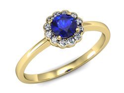 Pierścionek z szafirem i diamentami żółte złoto - p16197zszc
