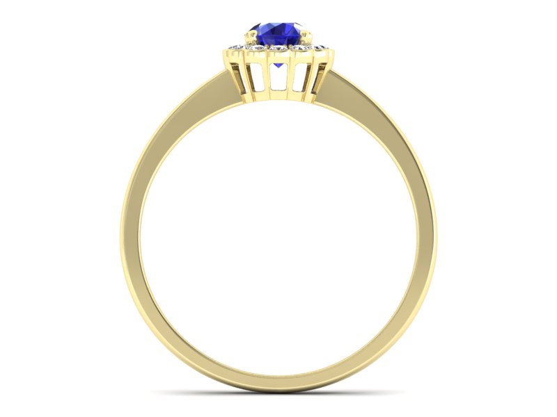 Pierścionek z szafirem i diamentami żółte złoto - p16197zszc - 2