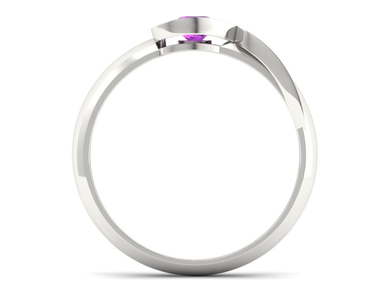 Złoty pierścionek z ametystem białe złoto - p16198bat - 2