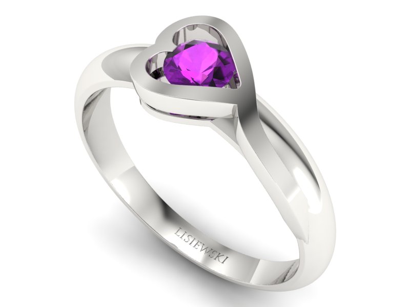 Złoty pierścionek z ametystem białe złoto - p16198bat - 3