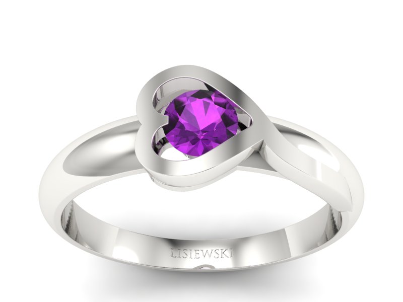 Złoty pierścionek z ametystem białe złoto - p16198bat - 1