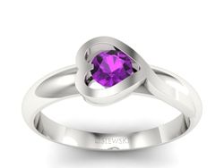 Złoty pierścionek z ametystem białe złoto - p16198bat