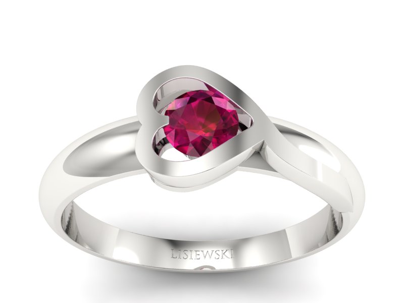 Złoty pierścionek z rubinem białe złoto - p16198br - 1