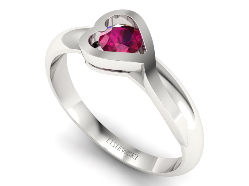 Złoty pierścionek z rubinem białe złoto - p16198br - 3