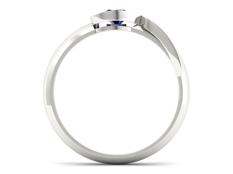 Złoty pierścionek z szafirem białe złoto - p16198bsz - 2