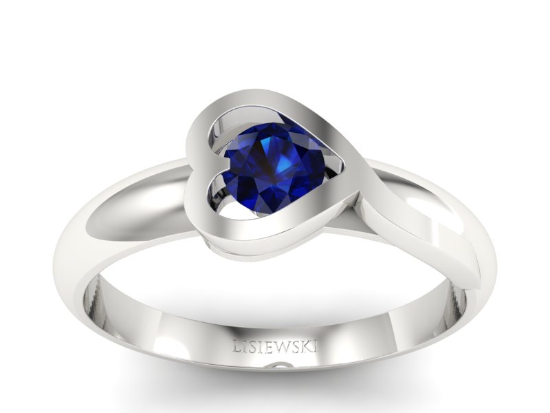 Złoty pierścionek z szafirem białe złoto - p16198bsz - 1