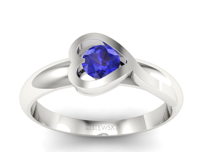 Złoty pierścionek z szafirem białe złoto - p16198bszc - 1