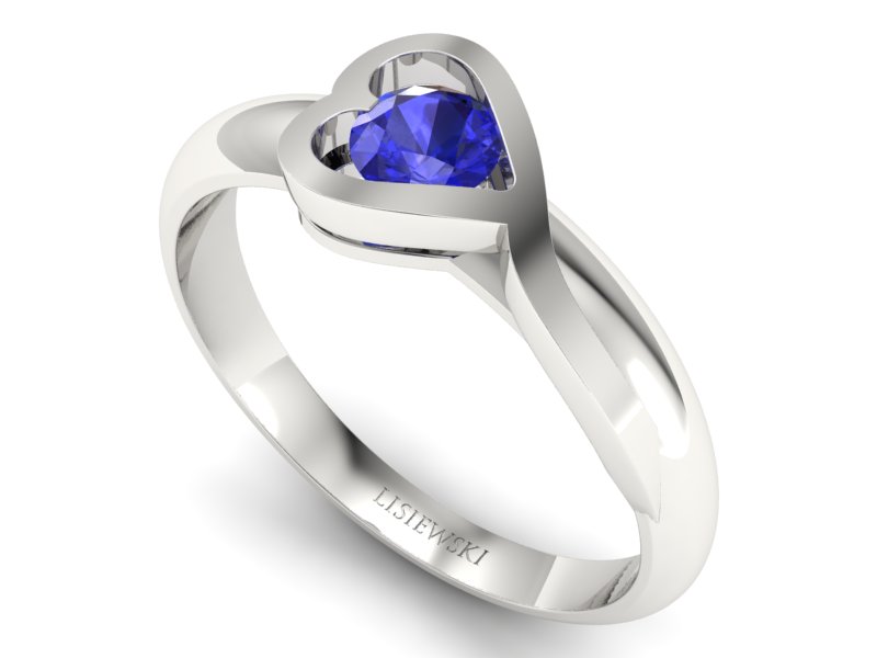 Złoty pierścionek z szafirem białe złoto - p16198bszc - 3