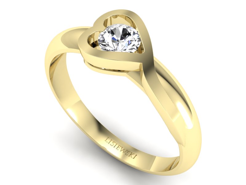 Złoty pierścionek z brylantem żółte złoto - p16198z - 3