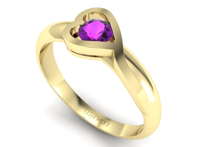 Złoty pierścionek z ametystem żółte złoto - p16198zat - 3