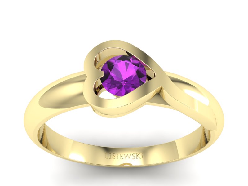 Złoty pierścionek z ametystem żółte złoto - p16198zat - 1