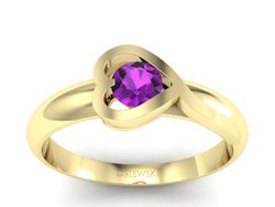 Złoty pierścionek z ametystem żółte złoto - p16198zat