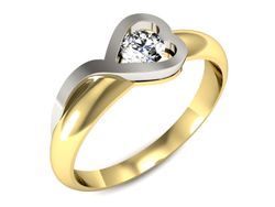 Pierścionek z diamentem żółte i białe złoto 585 - p16198zb