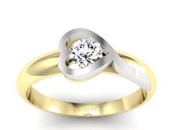 Pierścionek z diamentem żółte i białe złoto - p16198zb