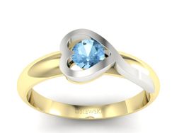 Pierścionek z topazem żółte białe złoto - p16198zba